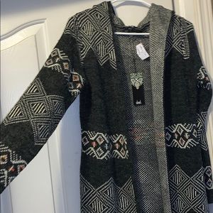 patterned long cardigan